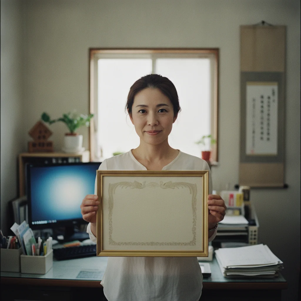 認定証を手にする社員